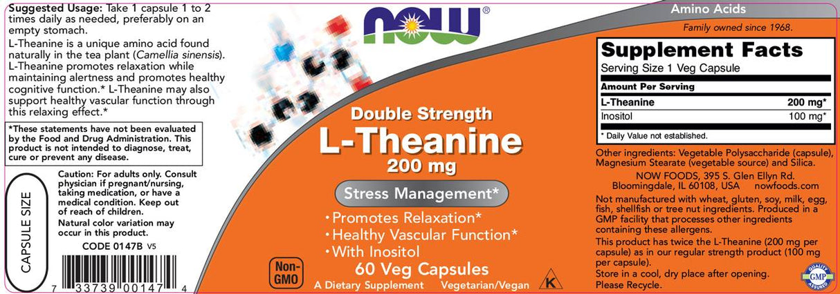 L -teanin 200 mg / dvojna trdnost - 120 kapsul