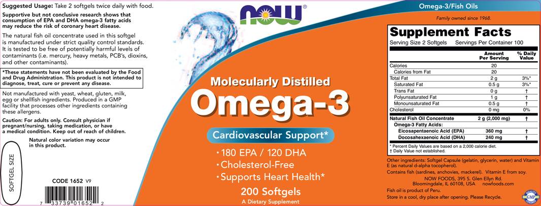 Omega 3 1000 mg / molekularno destilirana - 200 gel kapsul