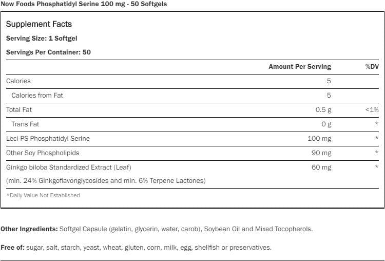Fosfatidil serin 100 mg + ginkgo [50 gel kapsul, 50 odmerkov]