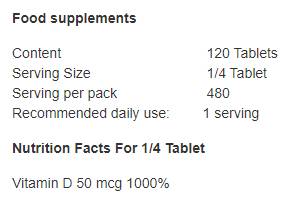 Vitamin D3 8000 iu 120 tablet