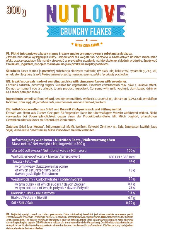 Nutlove | Hrustljavi kosmiči s cimetom - 300 gramov