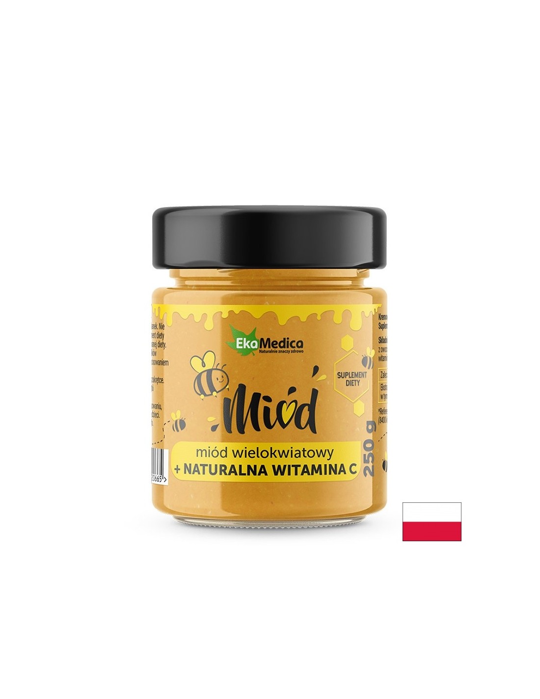 Polifloralni večbarvni med z naravnim vitaminom C, 250 g Ekamedica