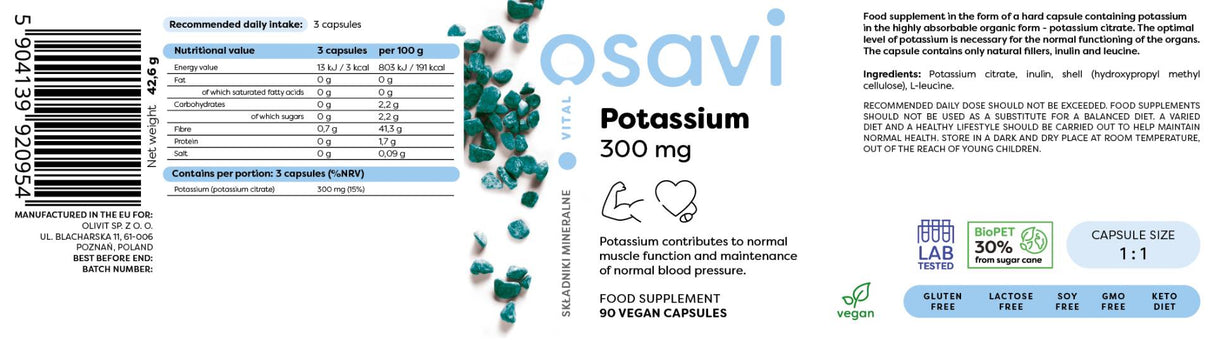 Kalijev citrat 300 mg - 90 kapsul