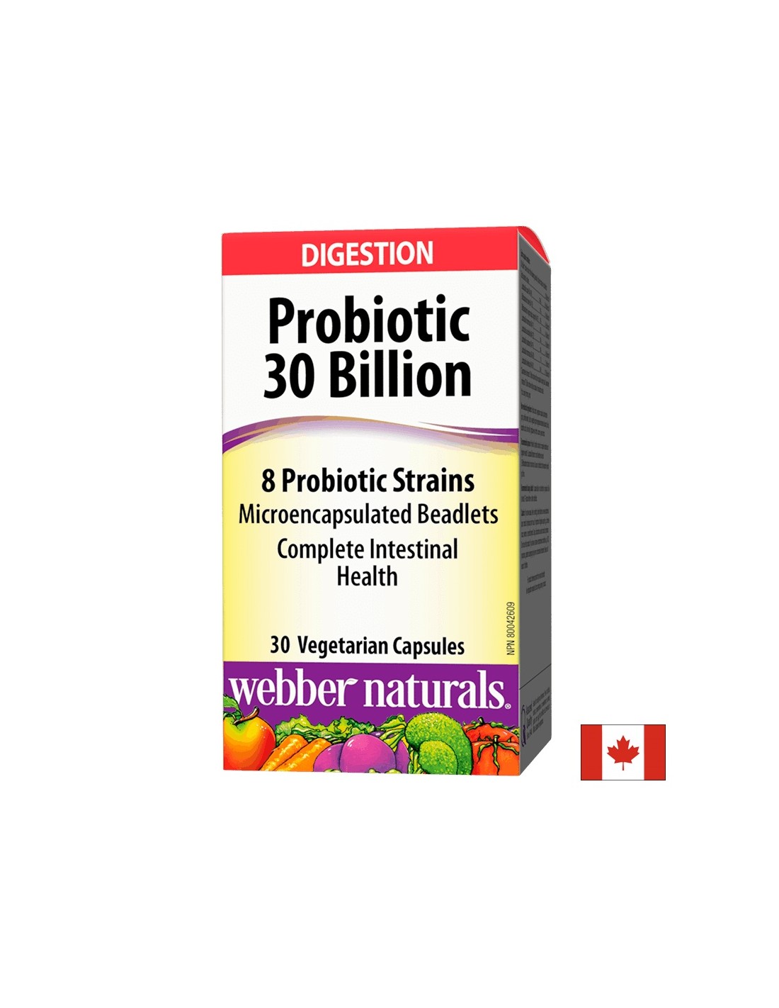 Probiotik 30 milijard / 8 probiotičnih sevov / Probiotik, 30 milijard aktivnih probiotikov, 8 probiotičnih sevov, 30 kapsul <tc>Webber Naturals</tc>