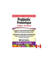 Probiotic 50 Billion - Probiotik 50 milijard aktivnih probiotikov, 10 sevov, 30 kapsul <tc>Webber Naturals</tc>
