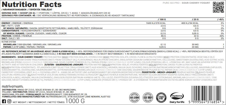 ISO Pro Pure Whey | Izolat z sistemom N -Zime - 2000 gramov