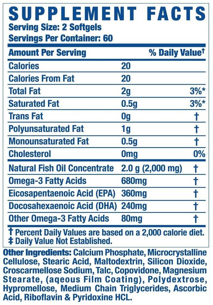 Omega 3 ribje olje 120 gel kapsul