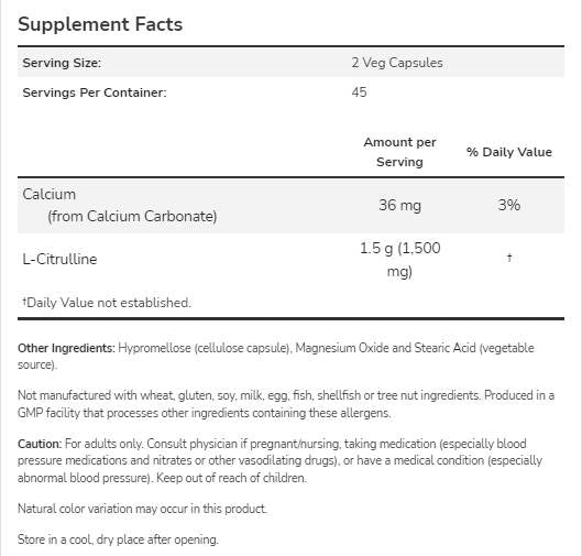 L -citrulin 750 mg - 90 kapsul