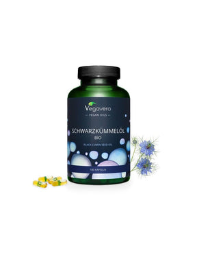 Schwarzkümmelöl Bio/ Black cumin (seed oil organic), 180 capsules, 100% Vegan Vegavero - Nutra Best Europe