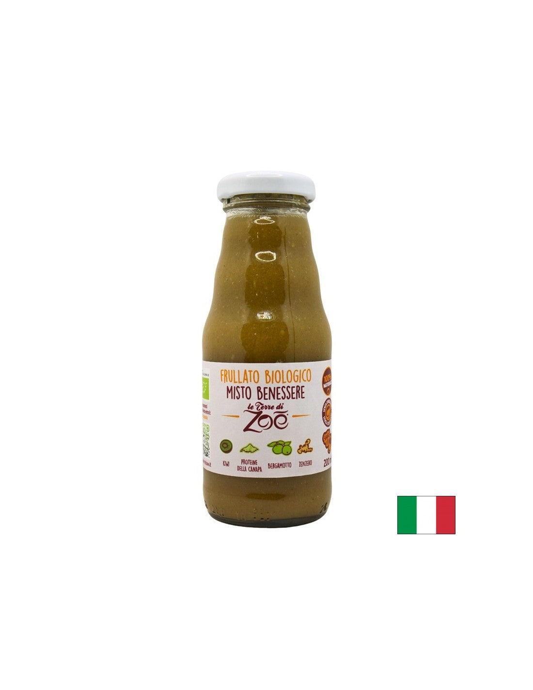 Organski kivi, bergamot, konoplja in ingver smoothie, 200 ml