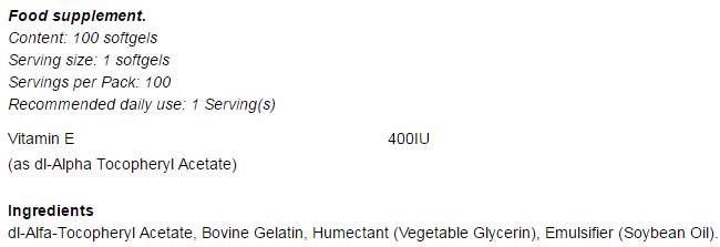 Vitamin E formula 400 iu - 100 gel kapsul