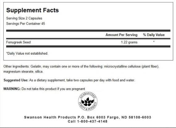 Fenugreek Seed 610 mg - 90 kapsul