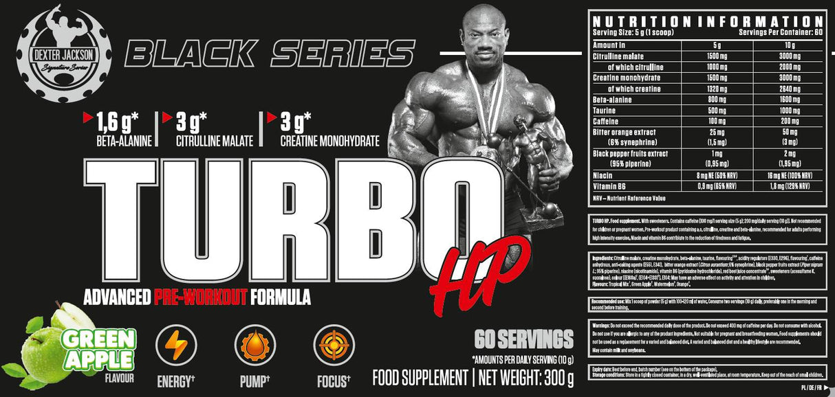 Črna serija | Turbo HP Napredna formula pred vadbo - 300 gramov