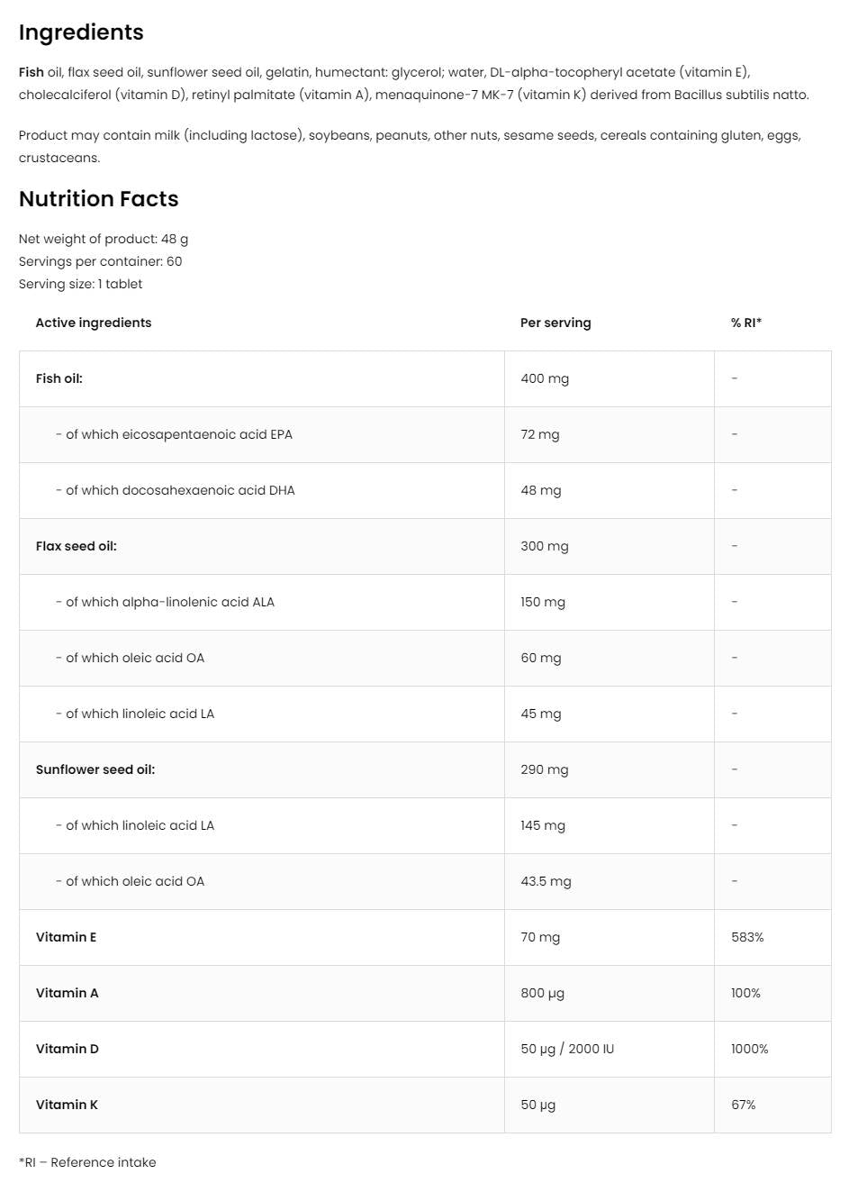 Omega 3-6-9 + ADEK | Vitamin A + D + E + K 60 gel kapsul