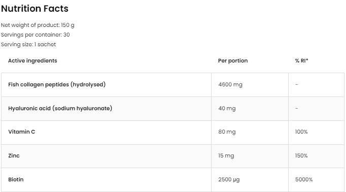 Pomorski kolagen in hialuronska kislina v prahu | z vitaminom C - 200 grama