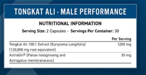 Tongkat Ali 600mg | 100: 1 ekstrakt z Astragin 60 kapsulami