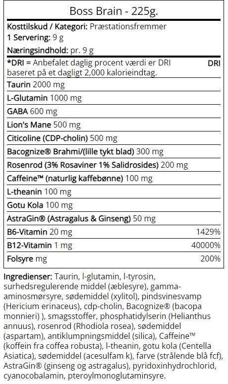 Šef možgane | Nootrop z Bacopa, Rhodiola & Lion's Mane - 225 gramov