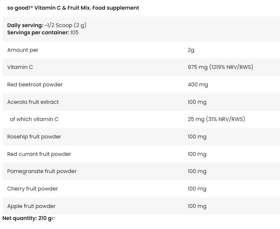 Mešanica vitamina C in sadja | Tako dobro! Serija - 210 gramov