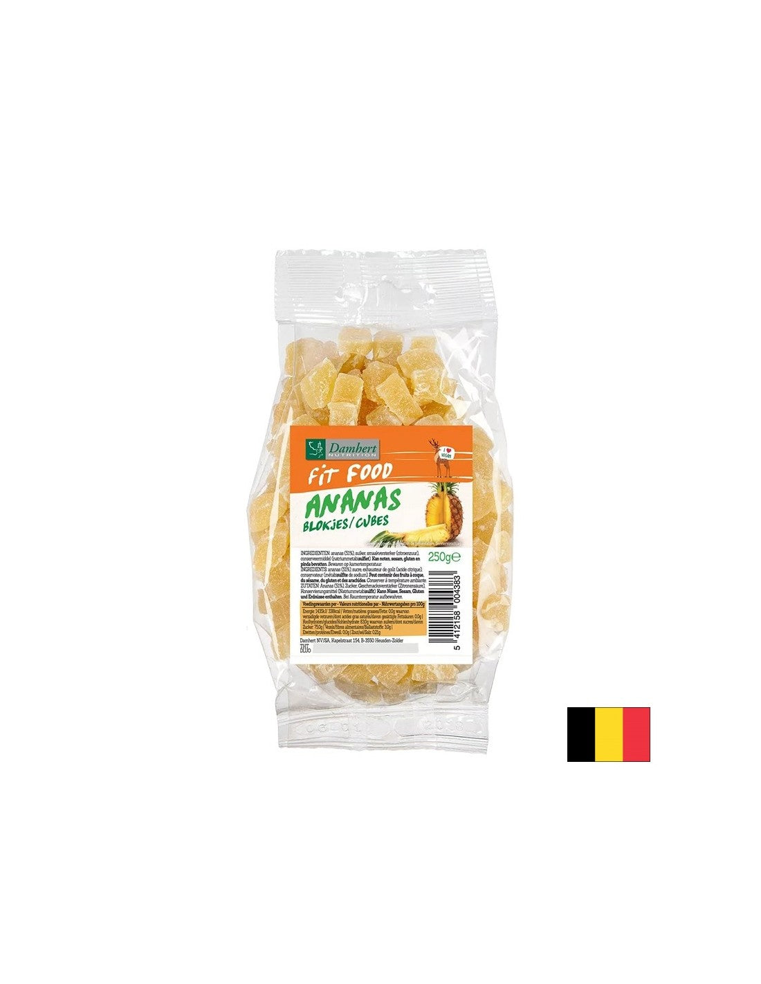 Posušene kocke iz ananasa, 250 g