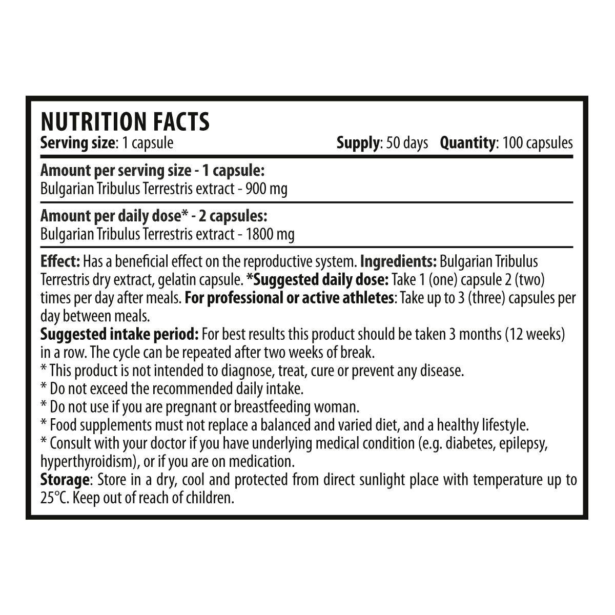 Tribulus max 1800 mg - 100 kapsul