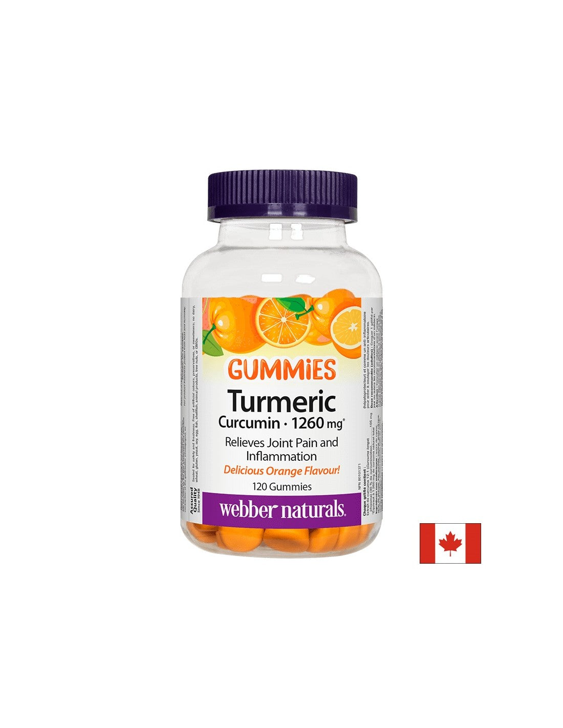 Kurkuma Curcumin Gummies / Kurkuma, 120 žele tablet z okusom pomaranče <tc>Webber Naturals</tc>