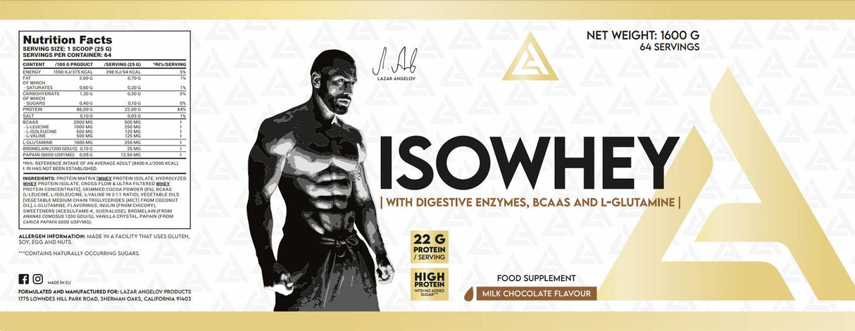 Isowhey | Sirotkine beljakovine z prebavnimi encimi, BCAA in glutaminom - 1600 gramov
