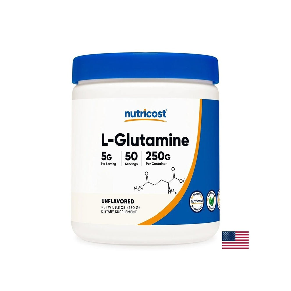 Za podporo mišične in črevesne funkcije - L -glutamin, 5 gx 250 g prahu