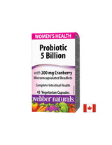 Probiotik Women's Health/ Probiotik za ženske 5 sevov, 5 milijard aktivnih probiotikov + brusnica x 45 kapsul <tc>Webber Naturals</tc>