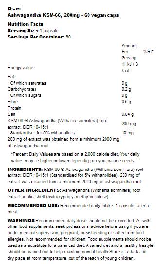 Ashwagandha KSM -66® 200 mg - 60 kapsul