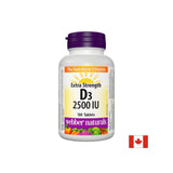Zdrave kosti in močna imunost - vitamin D3 2500 ie, 180 tablet <tc>Webber Naturals</tc>