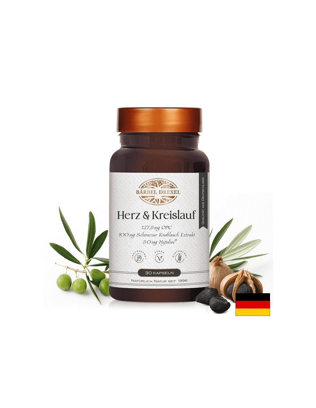 Zdravo srce in dobra cirkulacija - formula z grozdnim semenom, črnim česnom, olivnim in vitaminom E, 30 kapsul