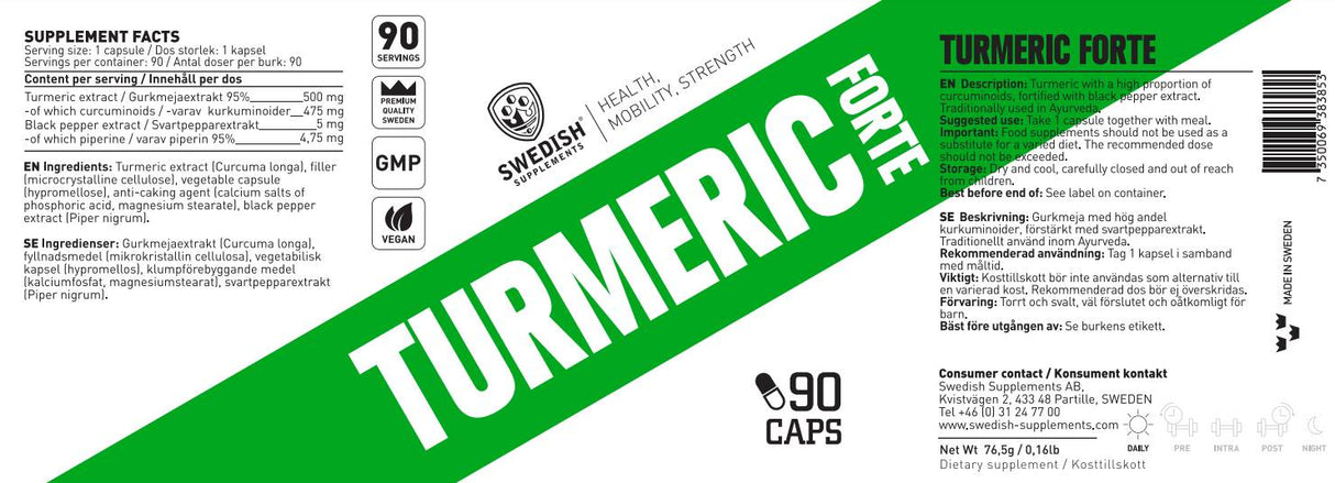 Kurkuma Forte 500 mg | 95% ekstrakt kurkumina s črnim poprom - 90 kapsul